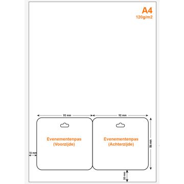 A4 papier met evenementen pas